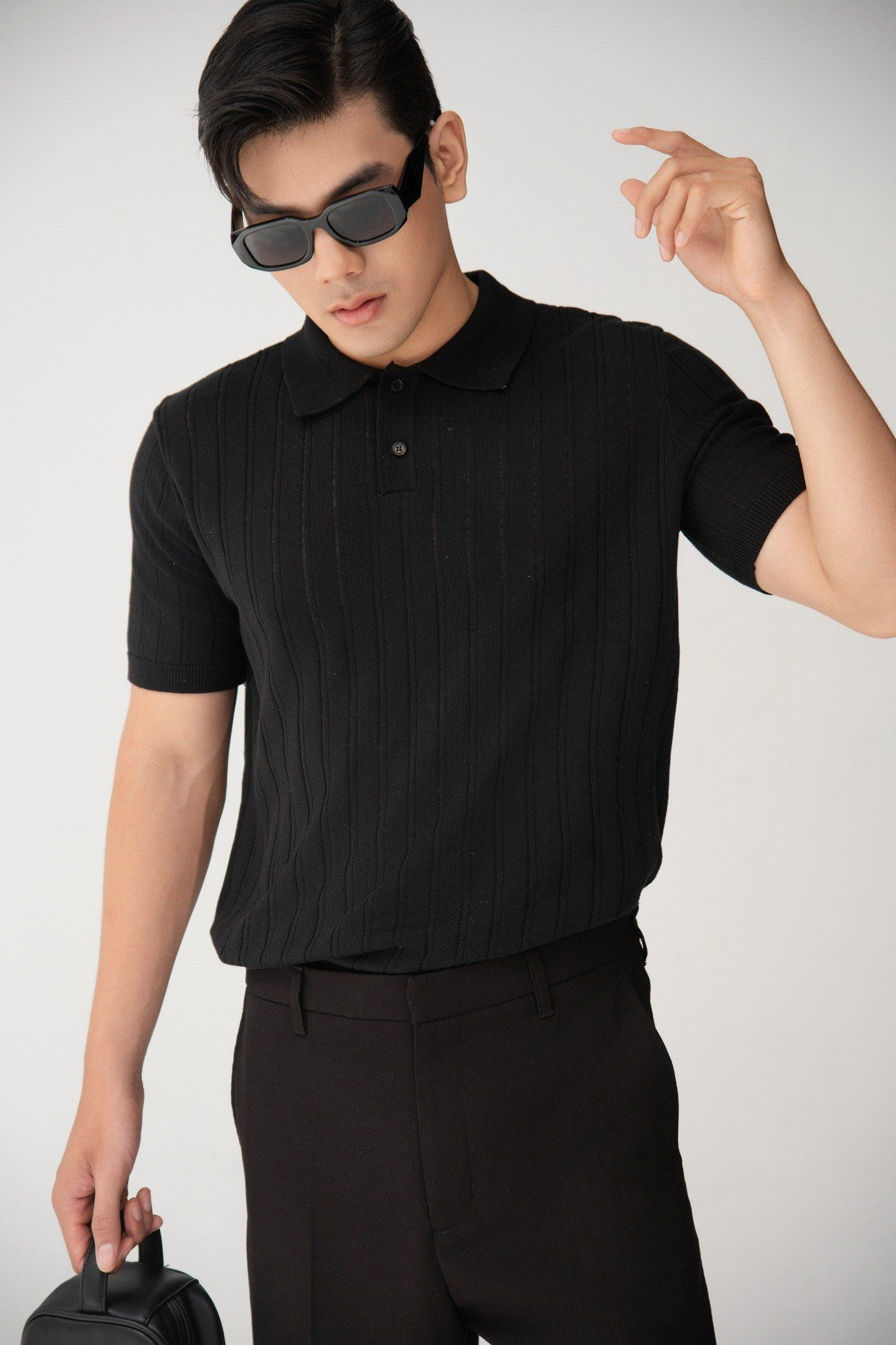  POLO NAM DỆT KIM N717-REGULAR FIT ĐEN 