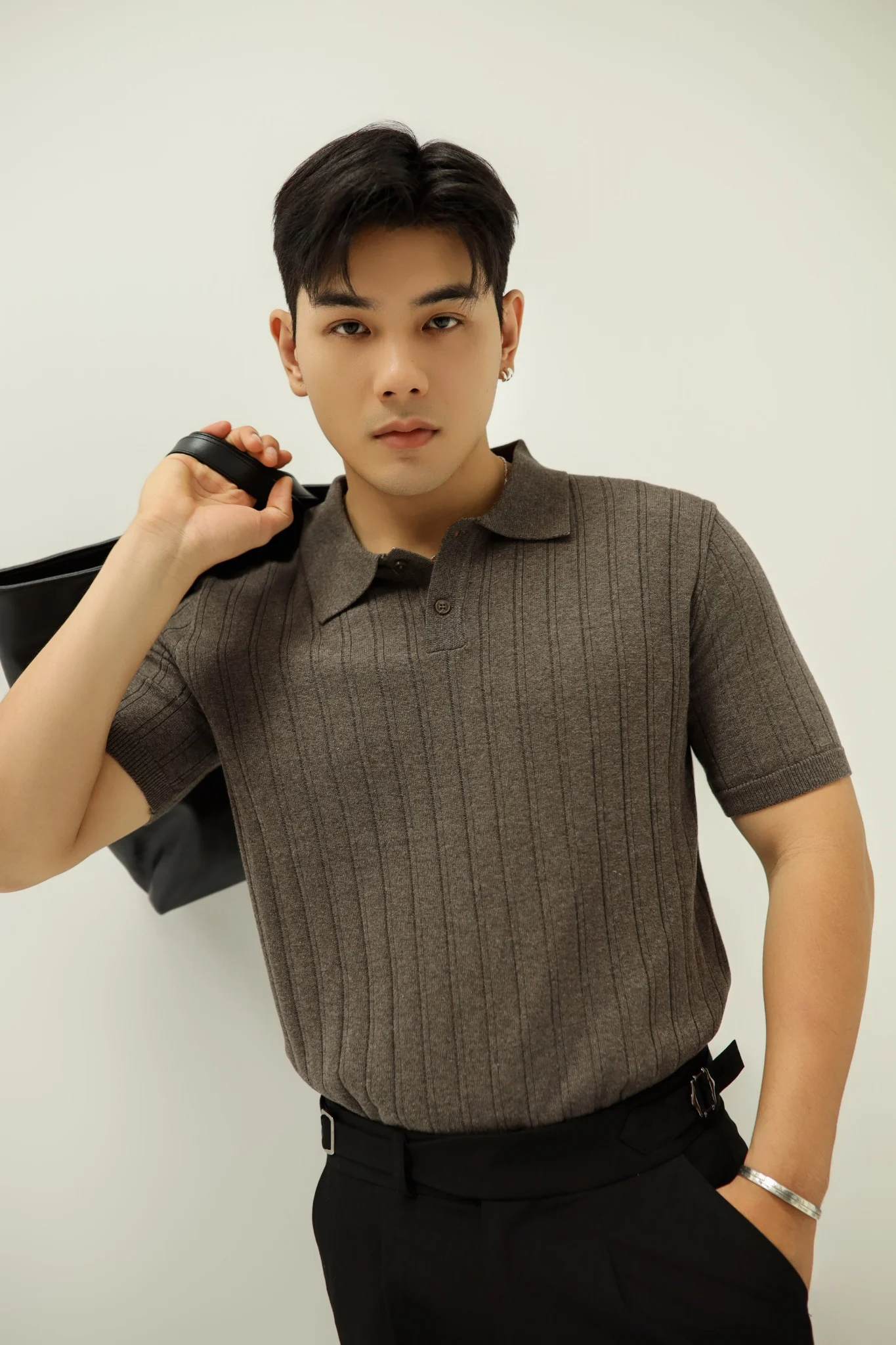  POLO NAM DỆT KIM N717-REGULAR FIT NÂU BG 