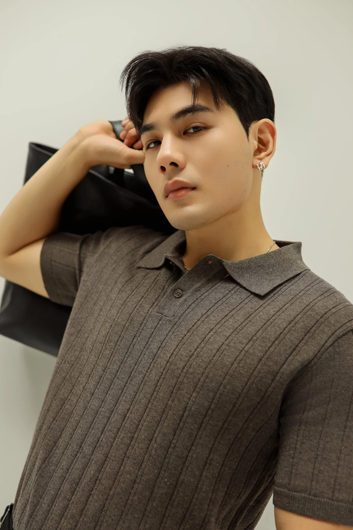  POLO NAM DỆT KIM N717-REGULAR FIT NÂU BG 