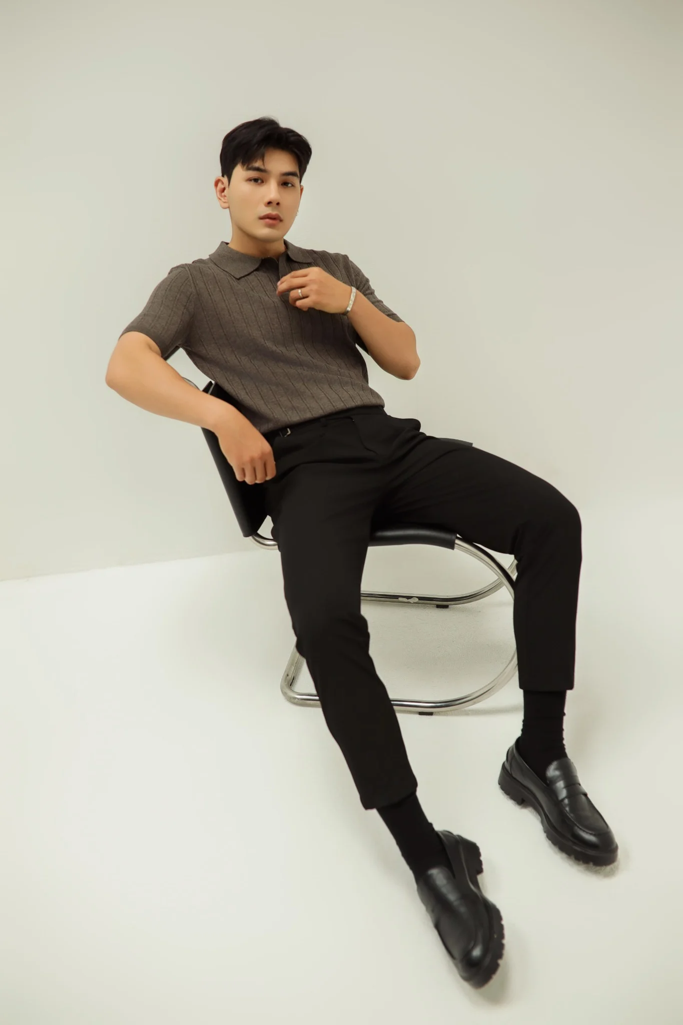  POLO NAM DỆT KIM N717-REGULAR FIT NÂU BG 