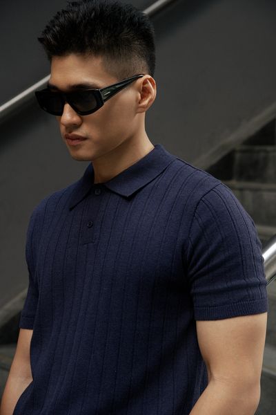  POLO NAM DỆT KIM N717-REGULAR FIT XANH ĐEN 