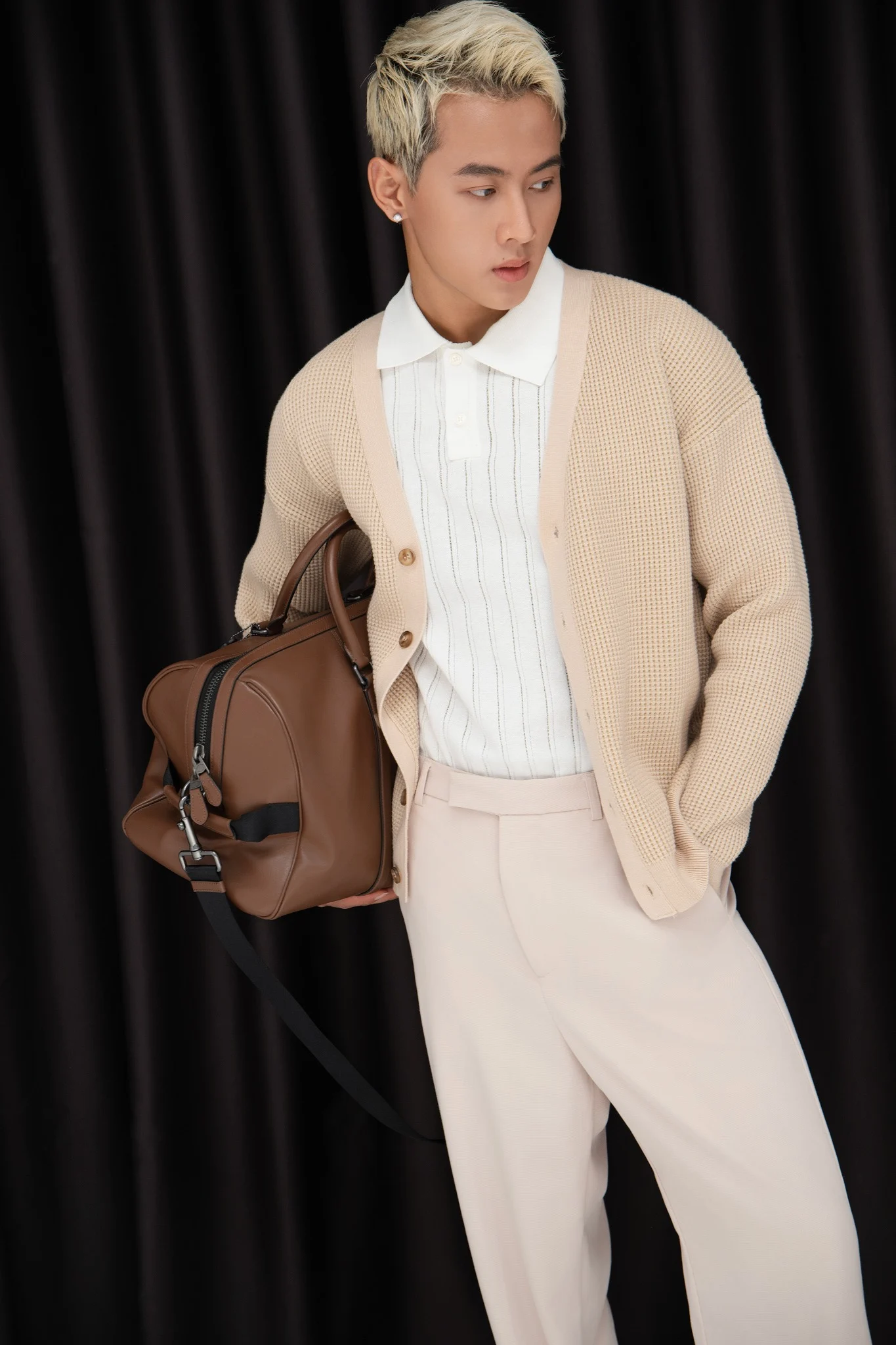  KHOÁC NAM DỆT KIM N733-REGULAR FIT NÂU 