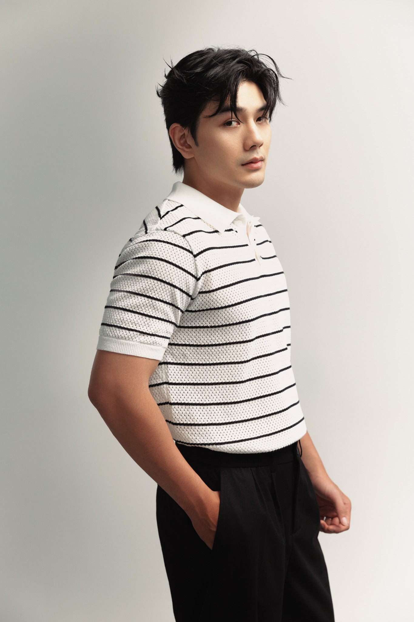  POLO NAM DỆT KIM N735-REGULAR FIT TRẮNG ĐEN 