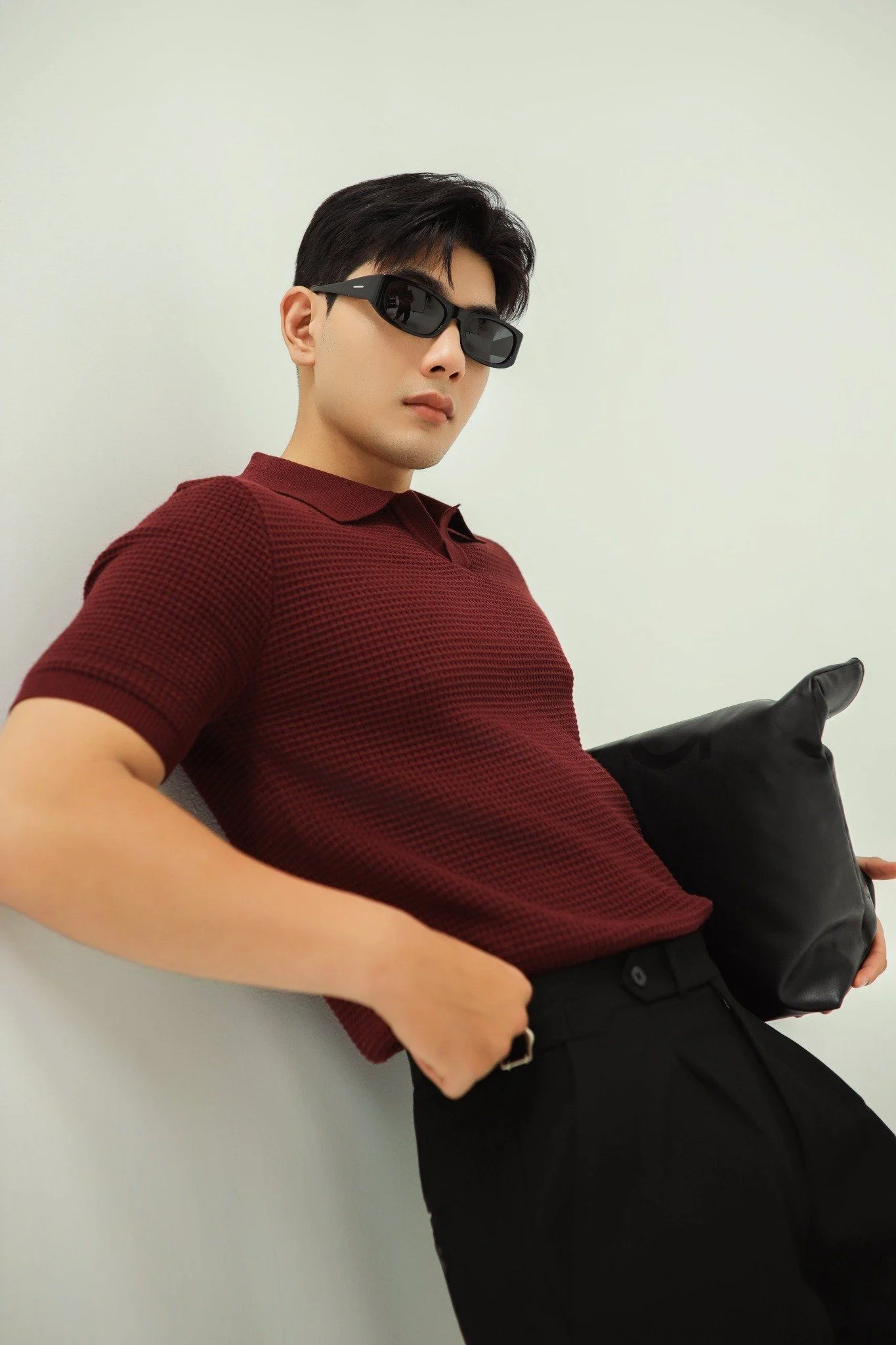  POLO NAM DỆT KIM N739-REGULAR FIT ĐỎ ĐÔ 