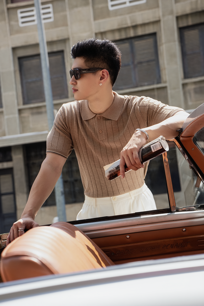  POLO NAM DỆT KIM N741-REGULAR FIT NÂU 