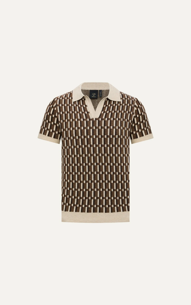  POLO NAM DỆT KIM N749-REGULAR FIT NÂU KEM 