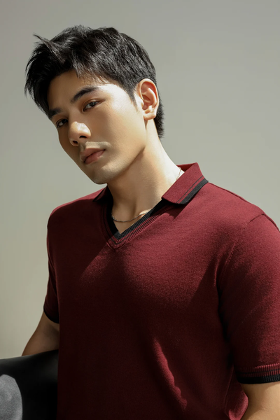  POLO NAM DỆT KIM N753-REGULAR FIT ĐỎ ĐÔ VIỀN ĐEN 