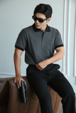 POLO NAM PP005-REGULAR FIT XÁM CỔ ĐEN 