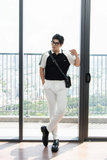  POLO NAM PP003-REGULAR FIT ĐEN VAI XÁM 