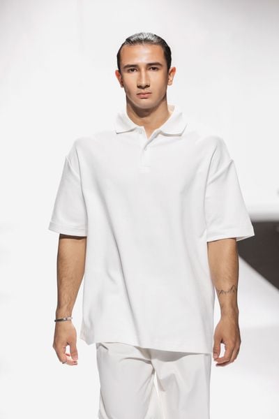  POLO NAM FORM RỘNG S003-TRẮNG 