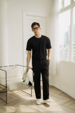  ÁO THUN NAM T663-REGULAR FIT ĐEN CÓ TÚI 