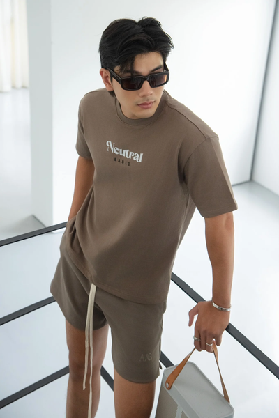  ÁO THUN NAM T723-LOOSE FIT NÂU OLIVE 