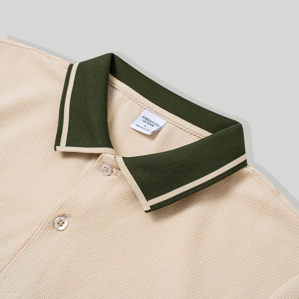  POLO NAM T8042-KEM VIỀN RÊU 