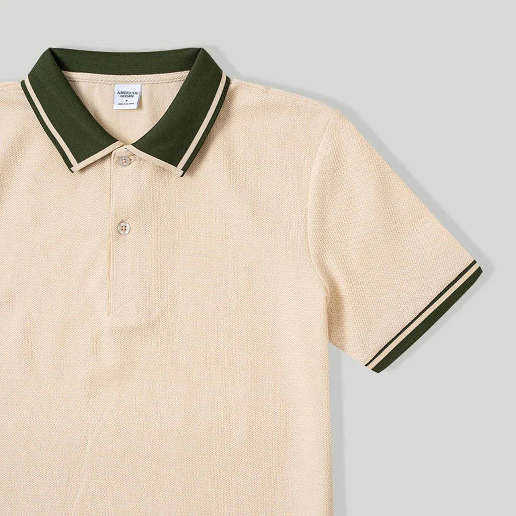  POLO NAM T8042-KEM VIỀN RÊU 