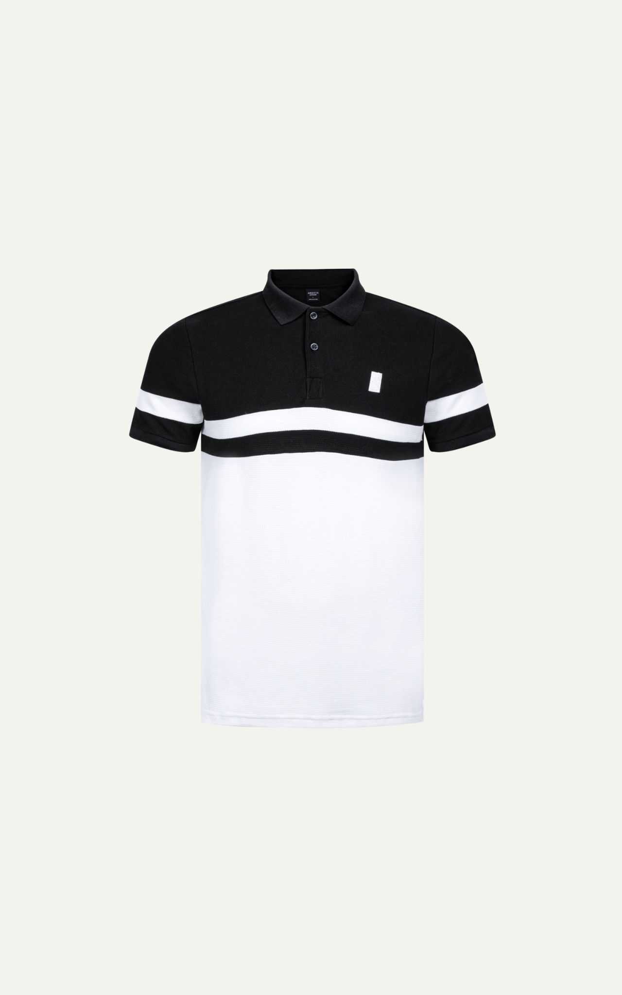  POLO NAM T8060-SLIM FIT ĐEN PHỐI TRẮNG 