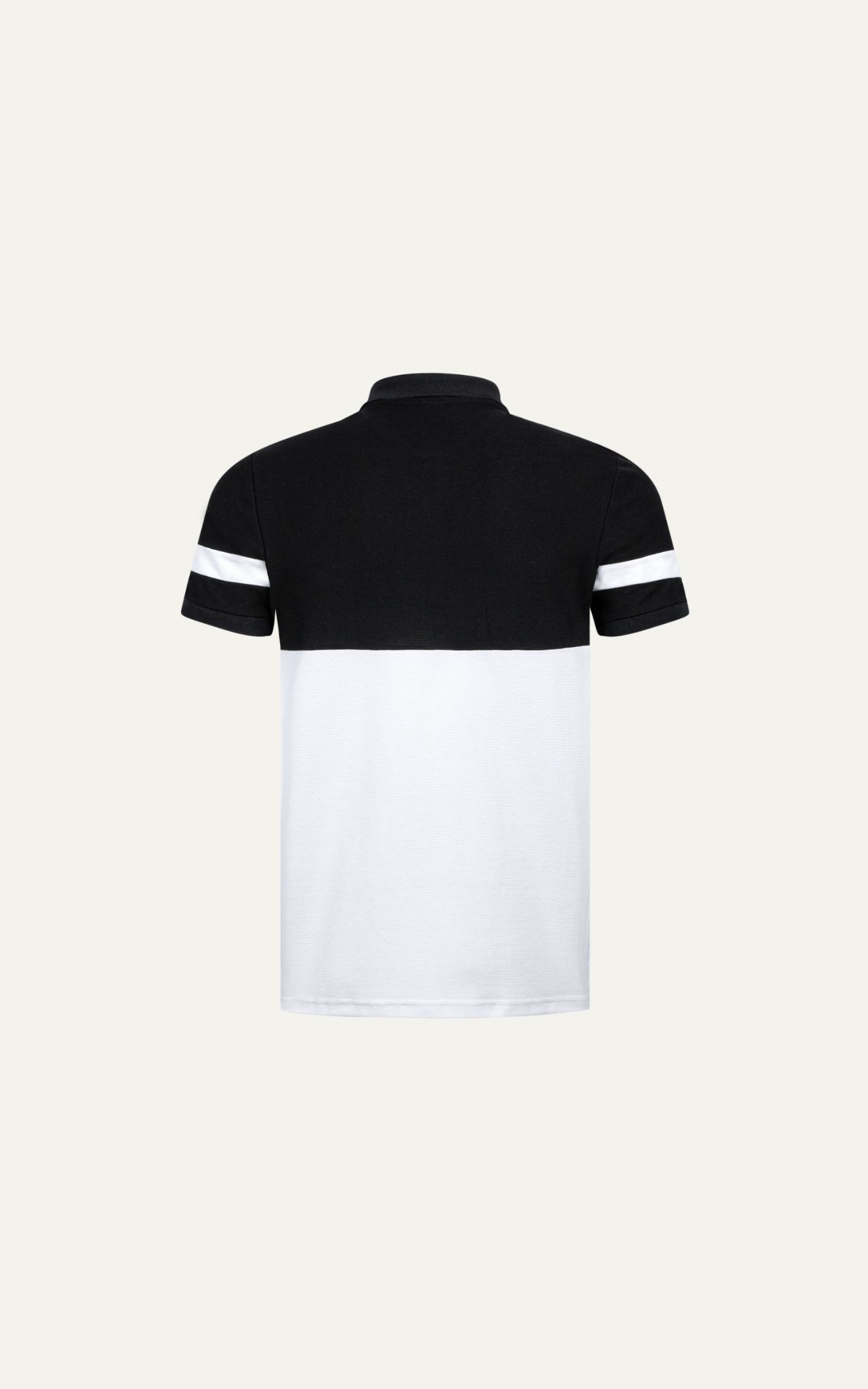  POLO NAM T8060-SLIM FIT ĐEN PHỐI TRẮNG 