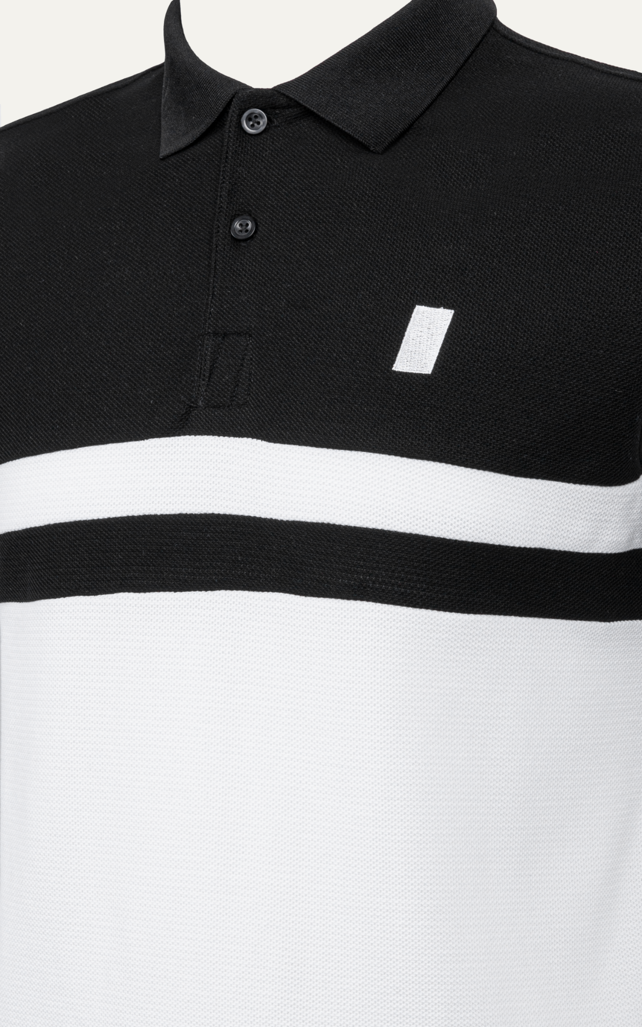 POLO NAM T8060-SLIM FIT ĐEN PHỐI TRẮNG 