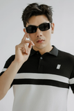  POLO NAM T8060-SLIM FIT ĐEN PHỐI TRẮNG 
