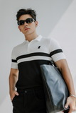 POLO NAM T8060-SLIM FIT TRẮNG PHỐI ĐEN 