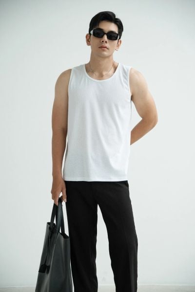  ÁO THUN NAM TANKTOP TA36-LOOSE FIT TRẮNG 