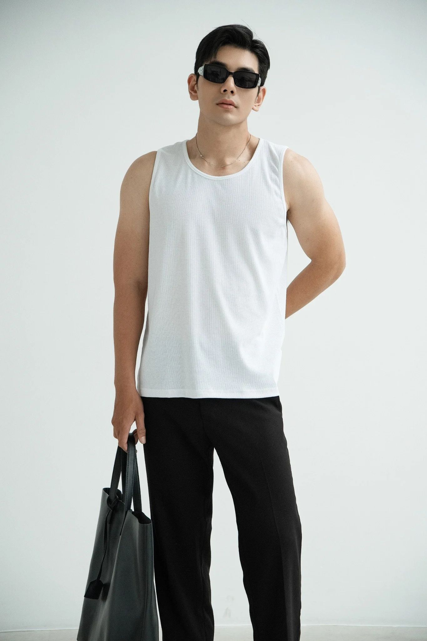  ÁO THUN NAM TANKTOP TA36-LOOSE FIT TRẮNG 