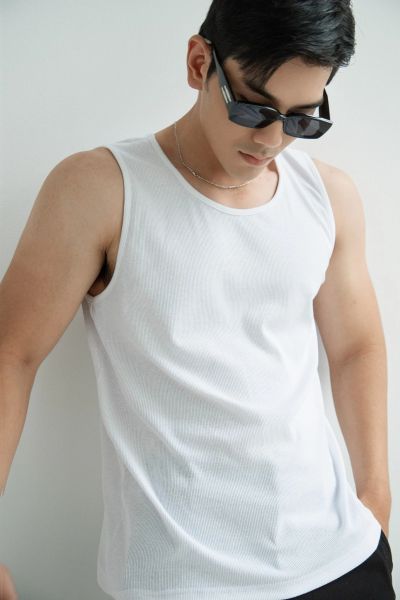  ÁO THUN NAM TANKTOP TA36-LOOSE FIT TRẮNG 
