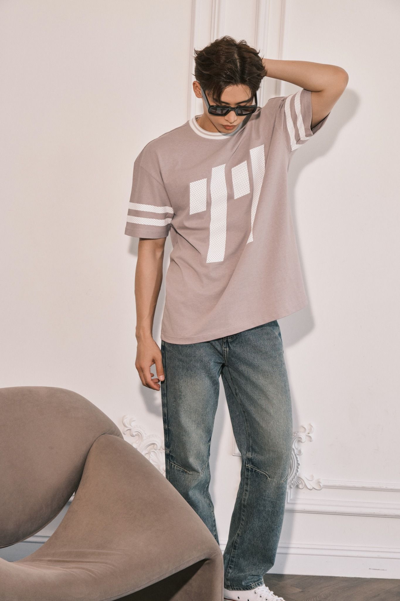  ÁO THUN NAM TA38-LOOSE FIT KEM XÁM LG 