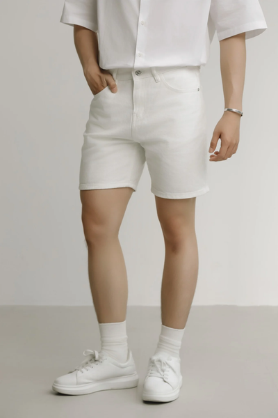  SHORT NAM JEAN TA46-LOOSE FIT TRẮNG 