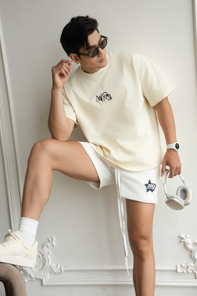  SHORT NAM TA49-LOOSE FIT TRẮNG 