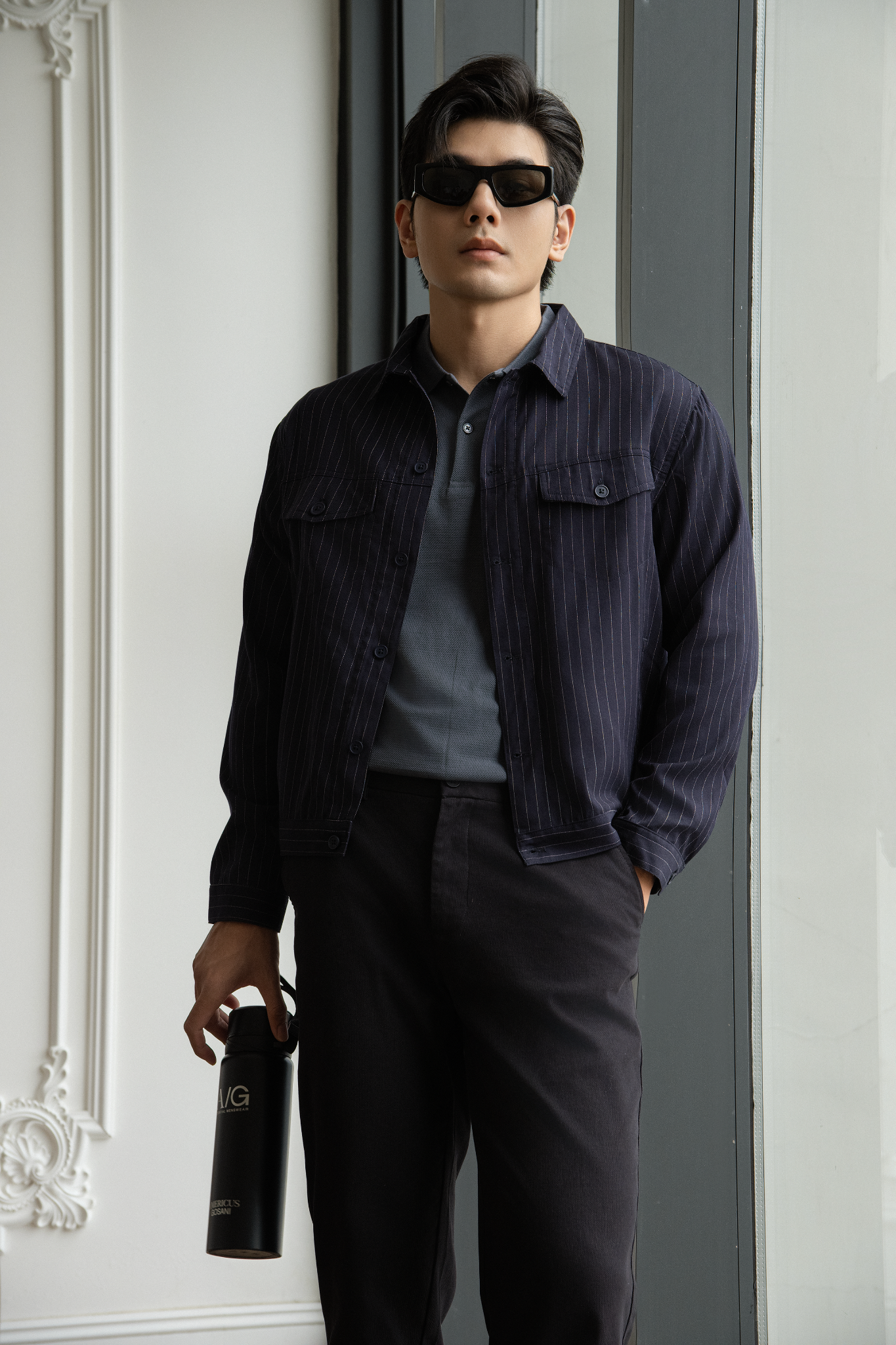  KHOÁC NAM TL08-REGULAR FIT XANH ĐEN 