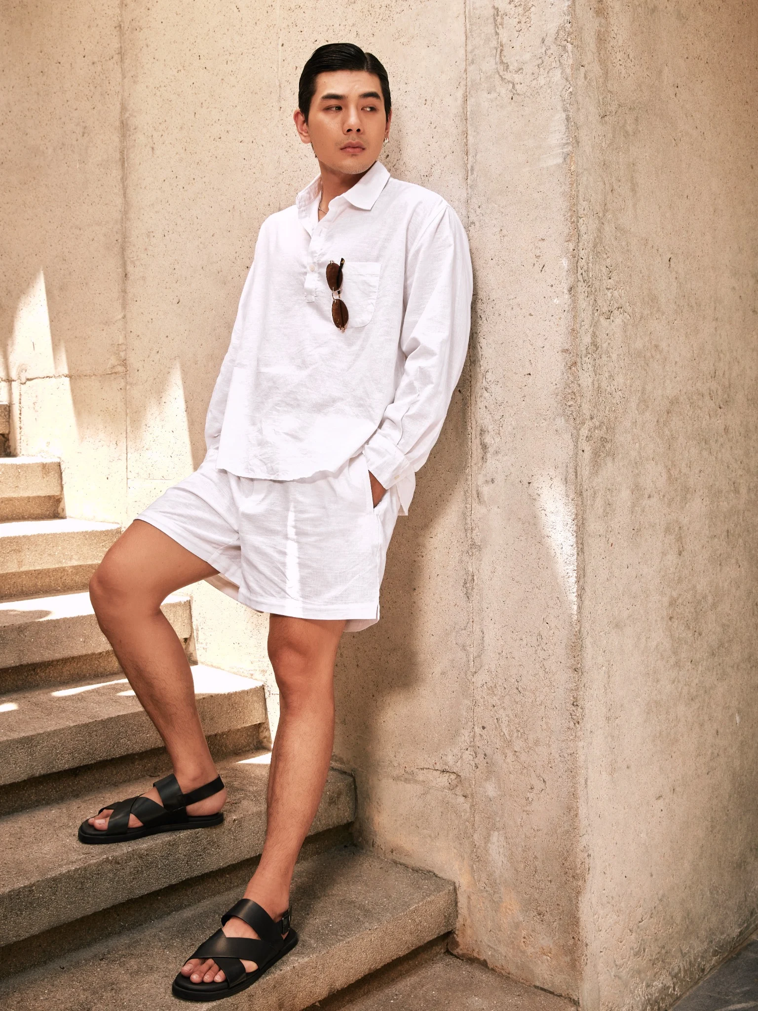  SOMI NAM TR540-REGULAR FIT LINEN TRẮNG 