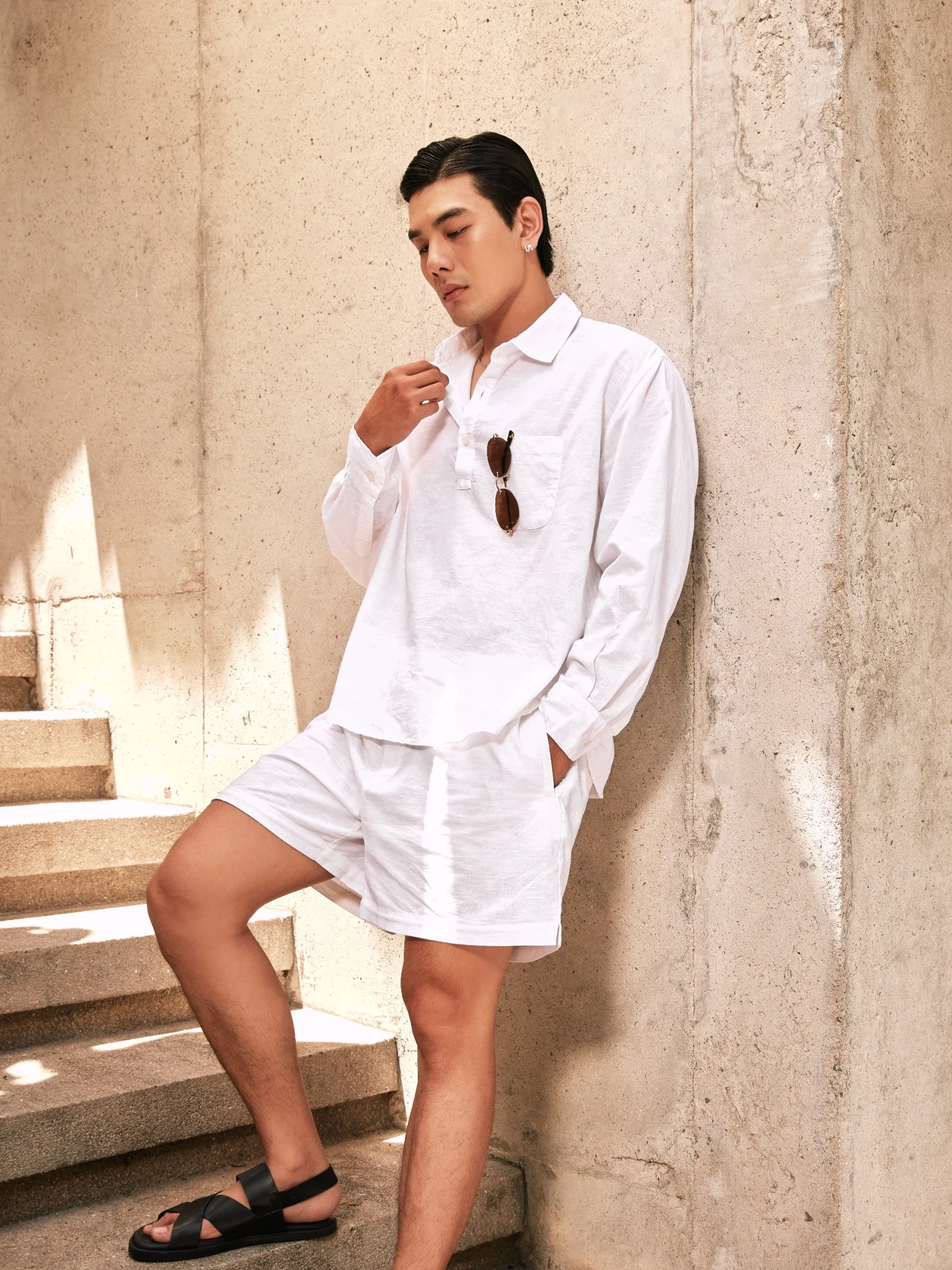  SOMI NAM TR540-REGULAR FIT LINEN TRẮNG 