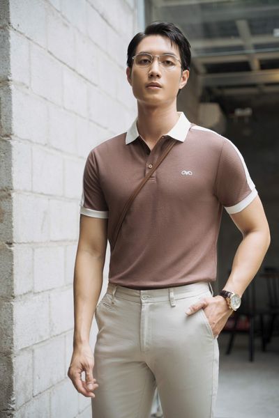  POLO NAM 8687- NÂU VAI TRẮNG 