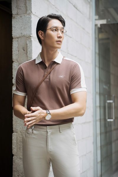  POLO NAM 8687- NÂU VAI TRẮNG 