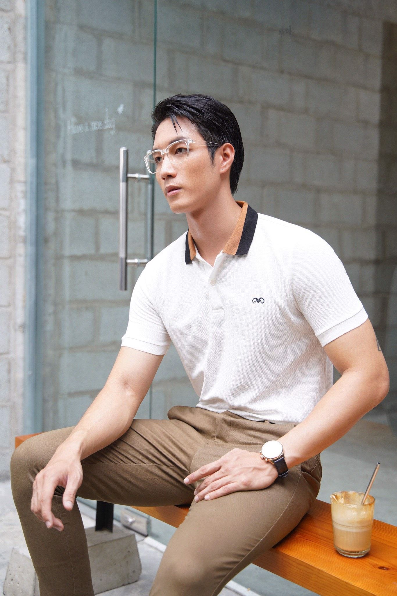  POLO NAM 88291-TRẮNG CỔ BÒ ĐEN 
