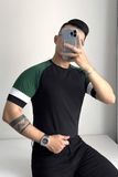 ÁO THUN NAM T658-ĐEN TAY RÊU 