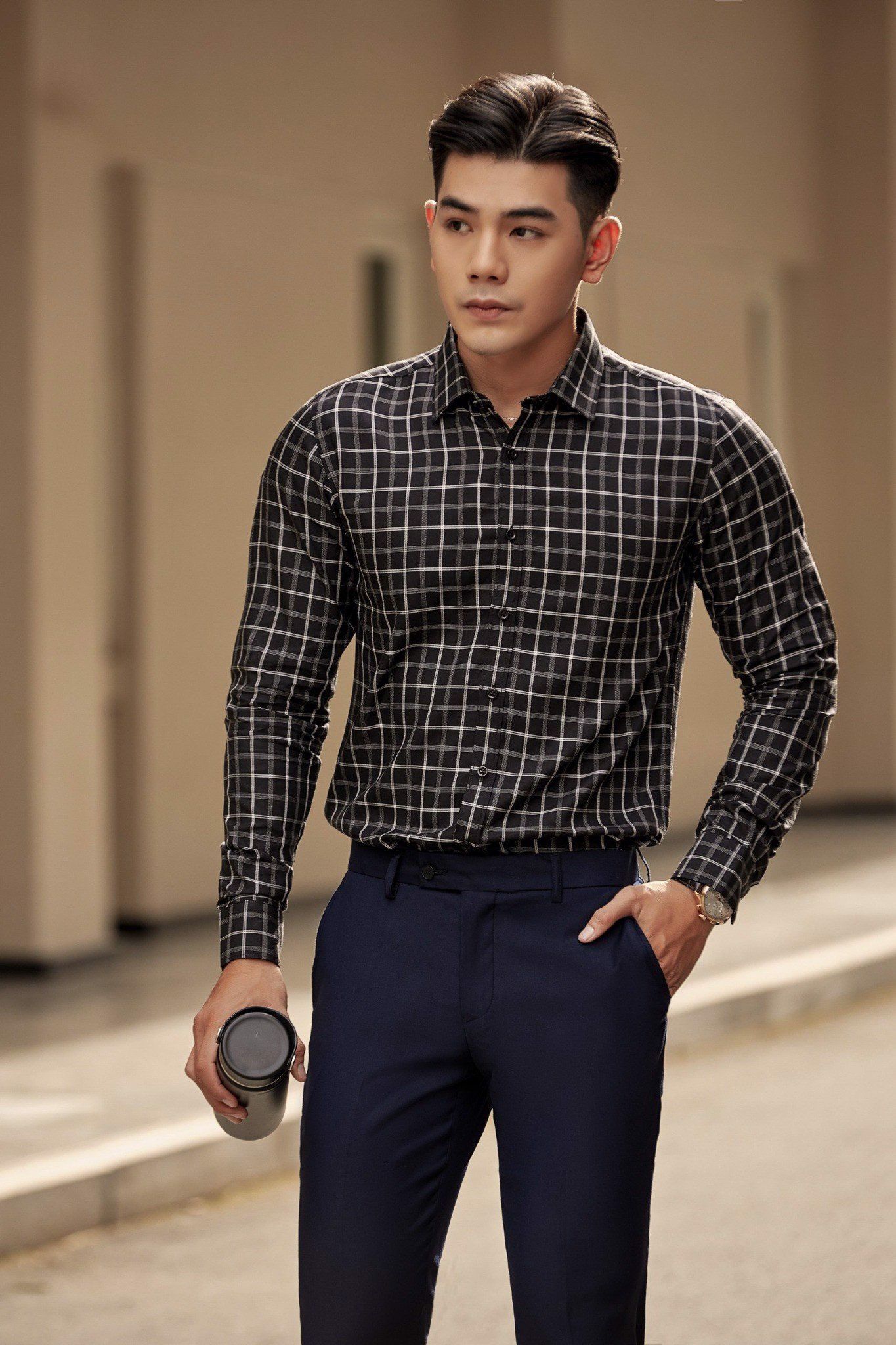  SOMI NAM - 5858-2  - ĐEN CHỈ Ô TRẮNG 