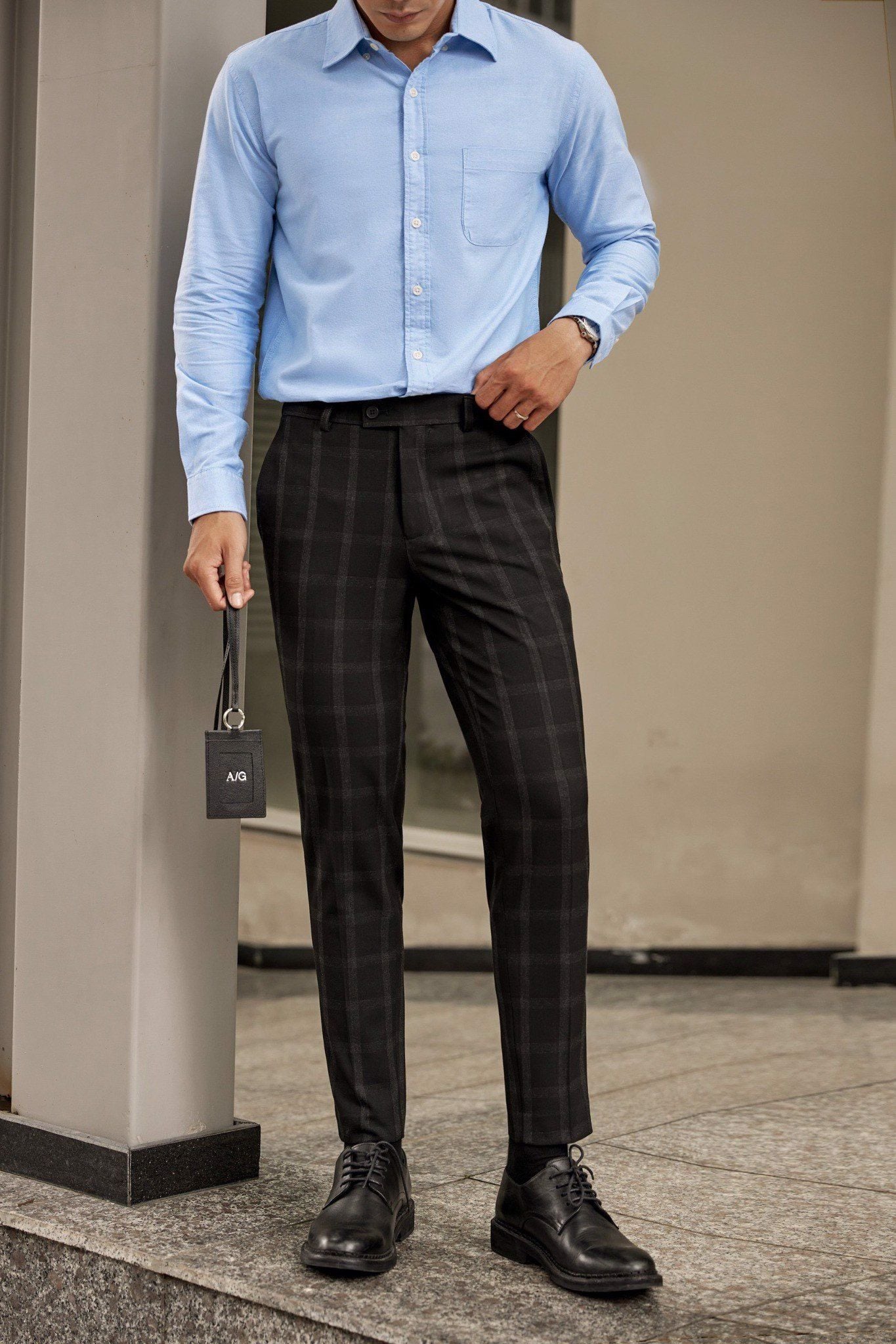  QUẦN TÂY NAM - 098-1  - ĐEN Ô 1F 