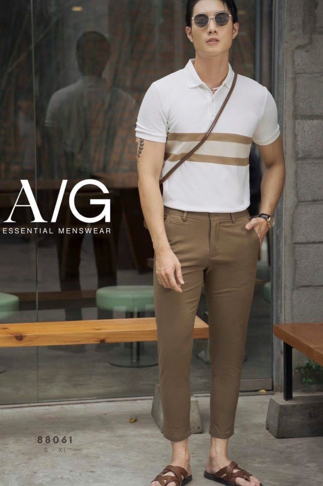  POLO NAM 88061-TRẮNG NGỰC BÒ KEM 