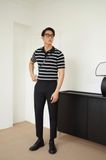  POLO NAM DỆT KIM 705-REGULAR FIT ĐEN SỌC TRẮNG 