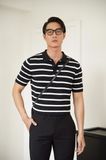  POLO NAM DỆT KIM 705-REGULAR FIT ĐEN SỌC TRẮNG 