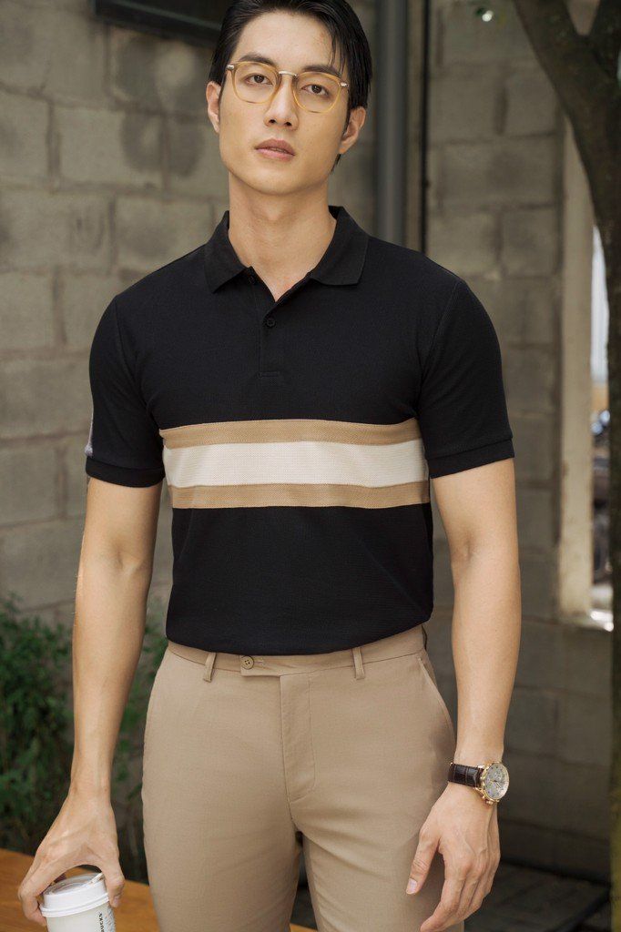  POLO NAM 88061-ĐEN NGỰC BÒ KEM 