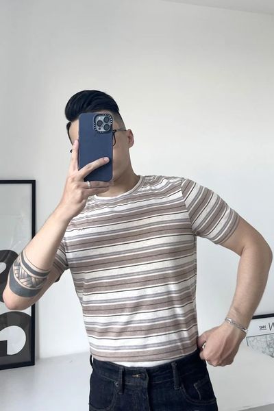  ÁO THUN NAM B170-KEM CHỈ XANH 