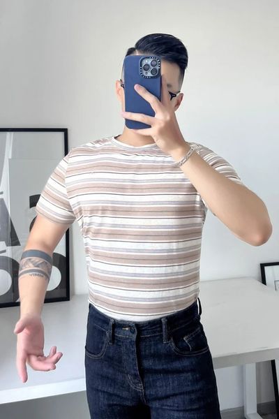  ÁO THUN NAM B170-KEM CHỈ XANH 