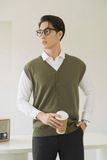  ÁO THUN NAM CADIGAN DỆT KIM 6853-REGULAR FIT RÊU 