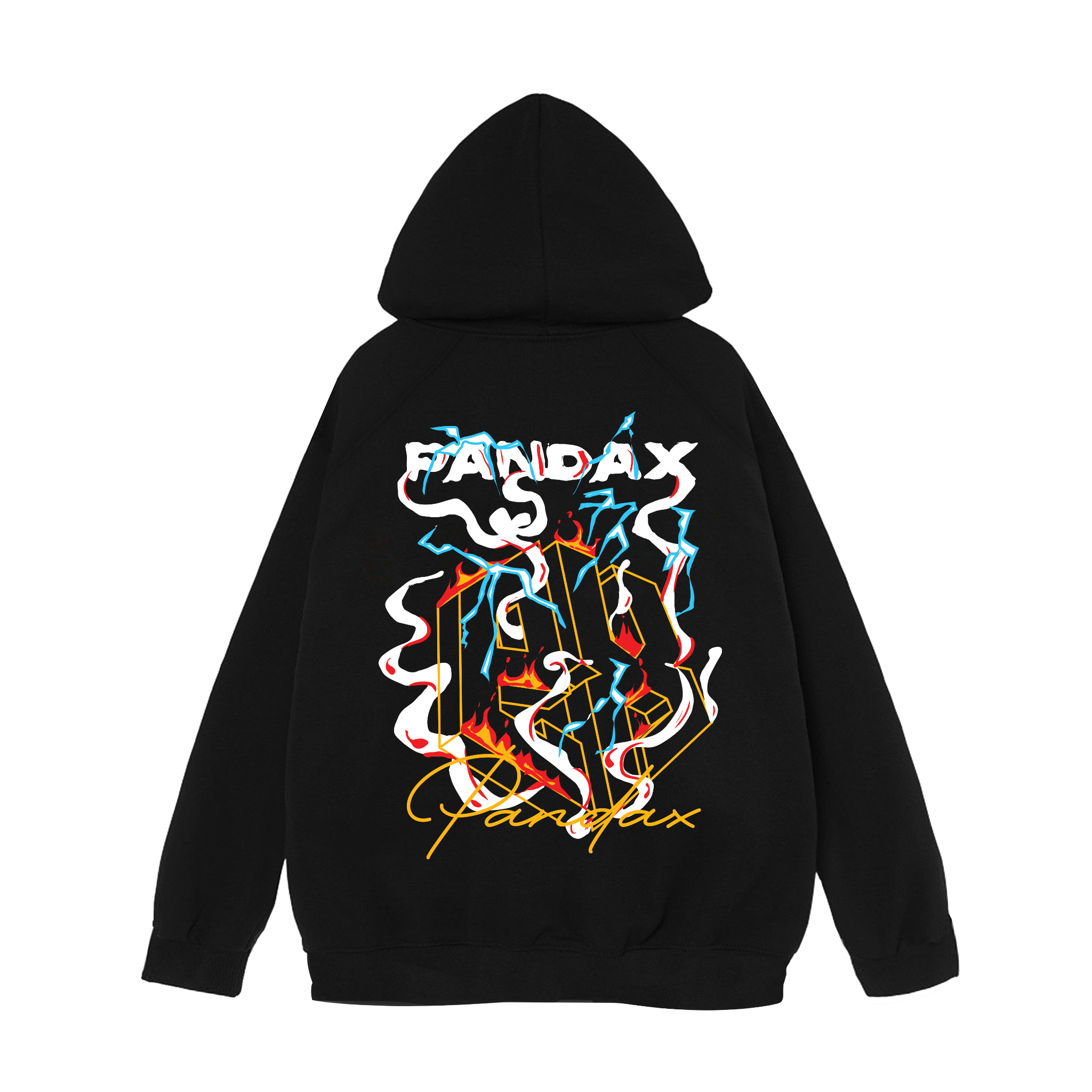 Ao hoodie local brand nam n PANDAX Fire logo khoac n chan cua unisex form r ng premium cotton BLACK
