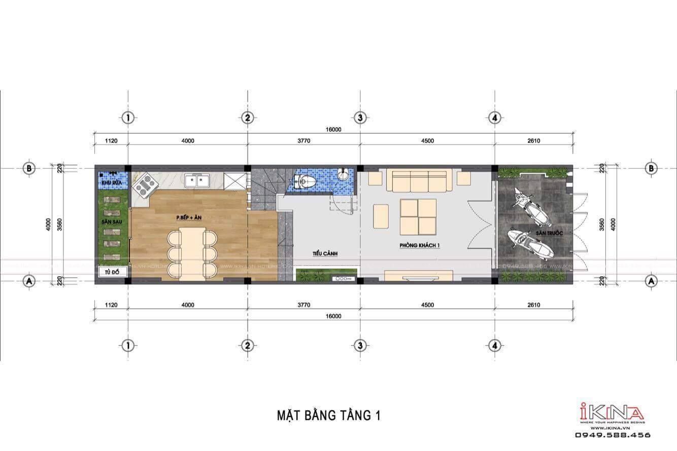  Thiết Kế Nhà Phố 64m2 - 3,5 Tầng Nam Định 