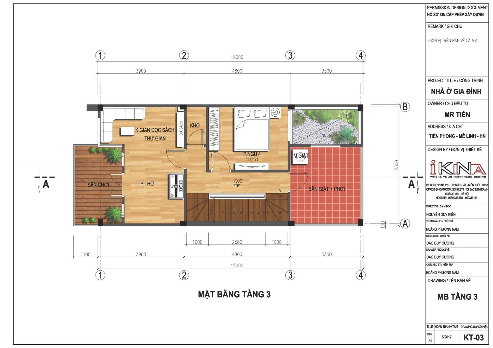  Thiết Kế Nhà Phố 100m2 - 3 Tầng Mê Linh Hà Nội 