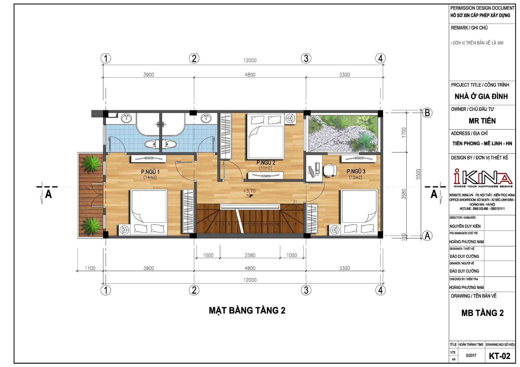  Thiết Kế Nhà Phố 100m2 - 3 Tầng Mê Linh Hà Nội 