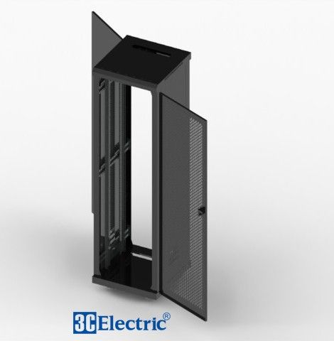 TỦ RACK 45U19W800D600 MÀU ĐEN – CÁNH CỬA LƯỚI